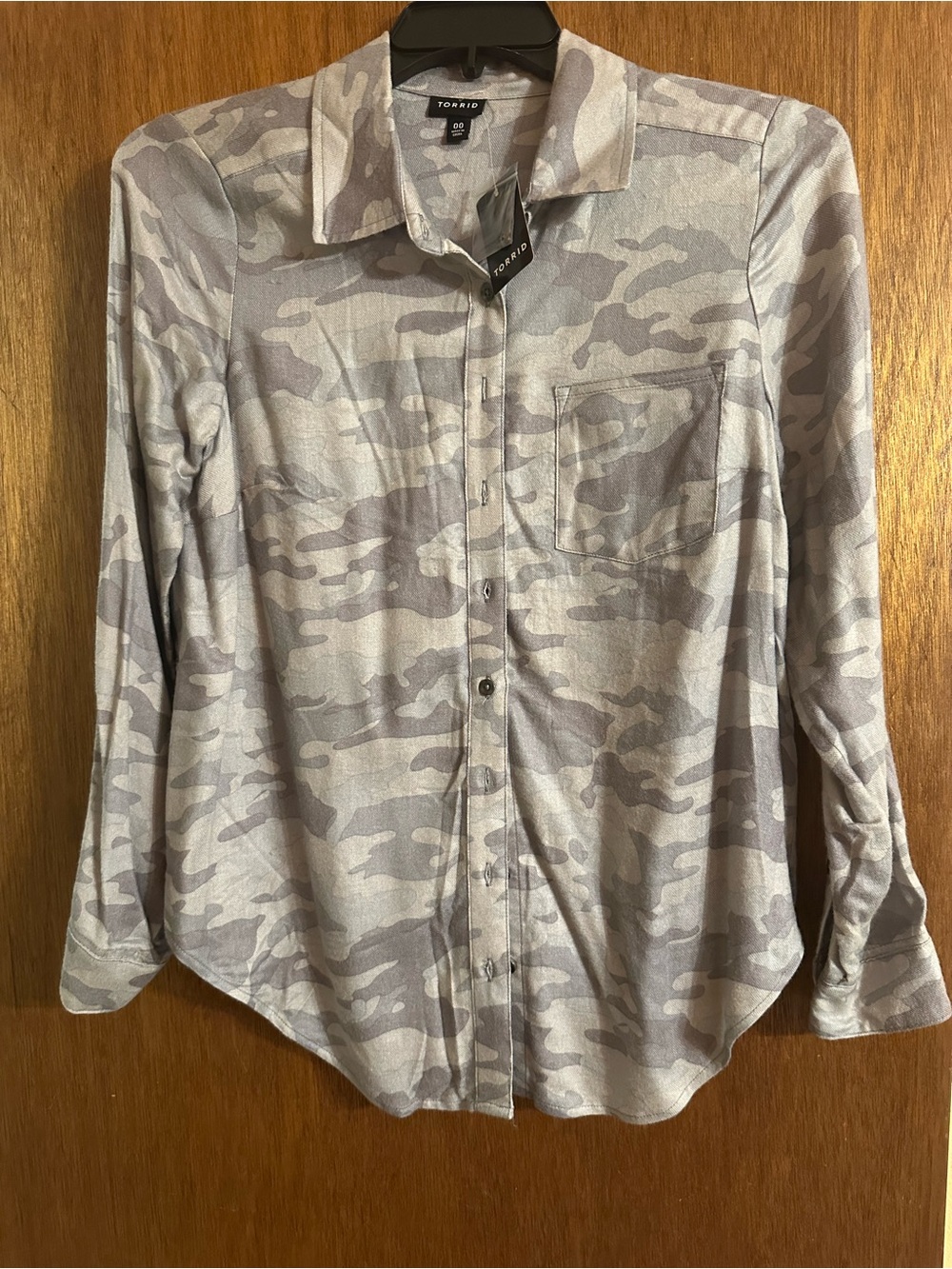 torrid Gray Camo Button-Down Shirt